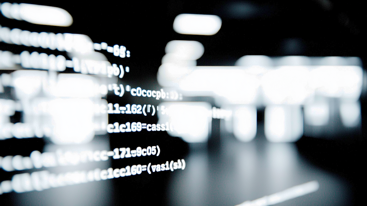 Code on screen close-up